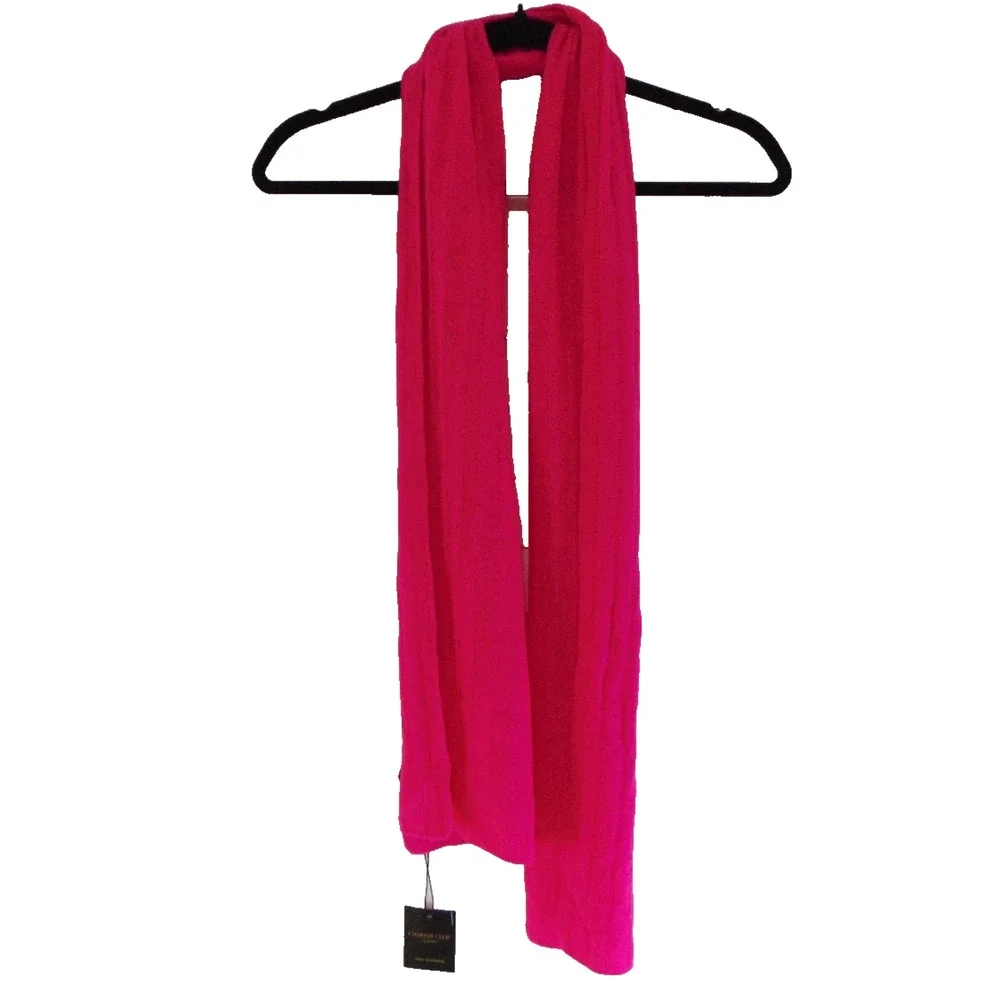 Charter Club Womens Pink Ribbed Cashmere Scarf One Size